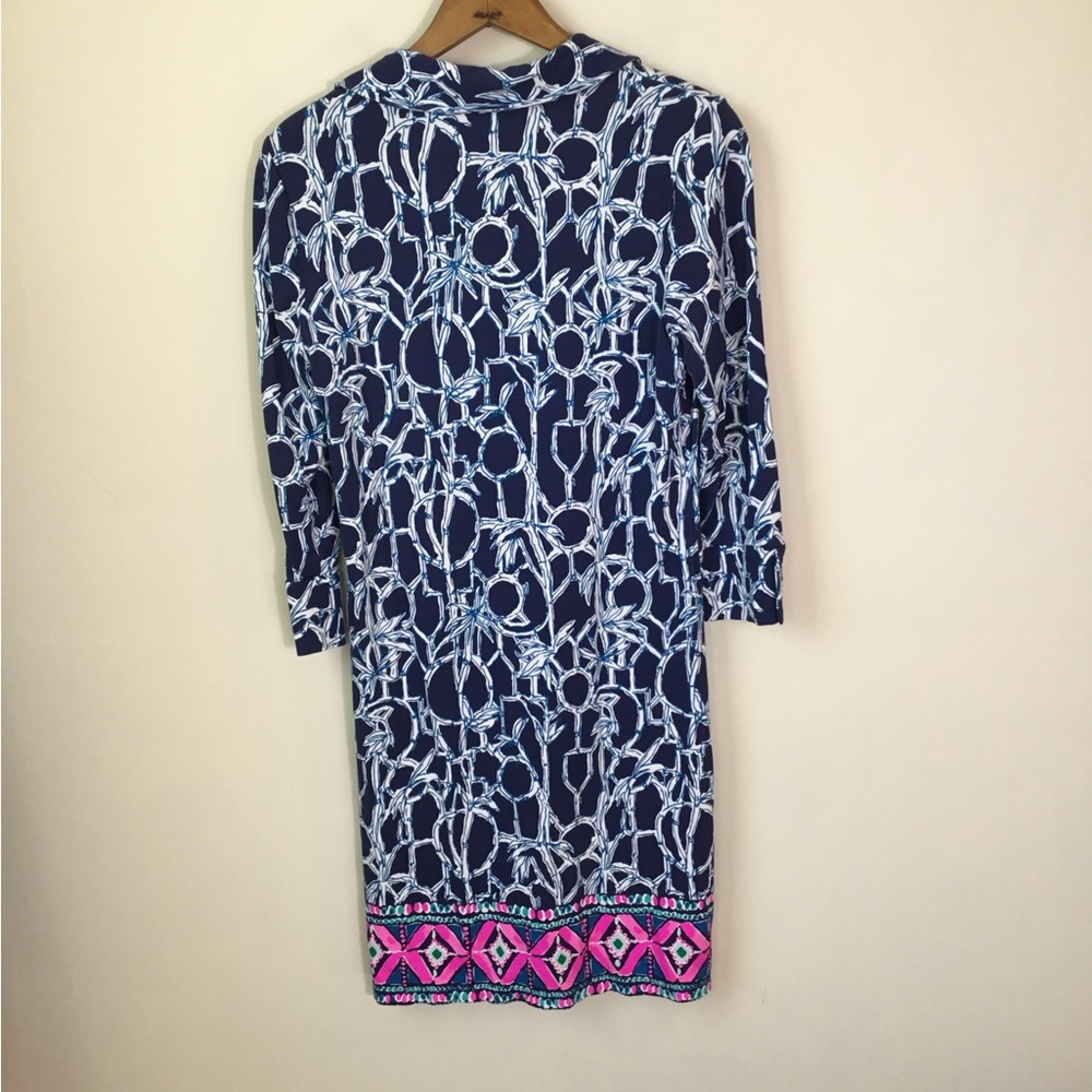 Lilly Pulitzer Ansley High Tide Lucky Bamboo 1/4 Length Sleeve Dress - Picture 3 of 8
